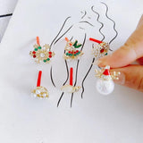 Christmas Earrings Pearl Zircon Bell Snowflake Snail DIY Stud Earring