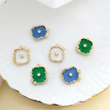 Emerald Square Pendant with Diamonds DIY Earrings Necklace Accessories