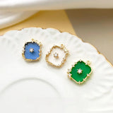 Emerald Square Pendant with Diamonds DIY Earrings Necklace Accessories