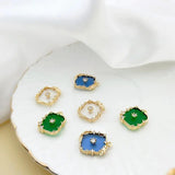 Emerald Square Pendant with Diamonds DIY Earrings Necklace Accessories