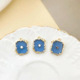 Emerald Square Pendant with Diamonds DIY Earrings Necklace Accessories