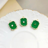 Emerald Square Pendant with Diamonds DIY Earrings Necklace Accessories