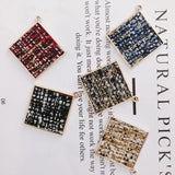 Alloy Square Pendant Necklace Charms DIY Material Jewelry