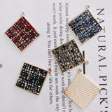 Alloy Square Pendant Necklace Charms DIY Material Jewelry