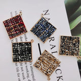 Alloy Square Pendant Necklace Charms DIY Material Jewelry