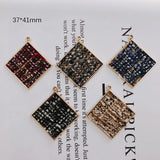 Alloy Square Pendant Necklace Charms DIY Material Jewelry