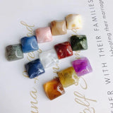 Square Smudge Ink Resin Patch Earrings Necklace Material