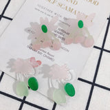 DIY Small Fresh Acrylic Stitching Flower Earrings 2pcs