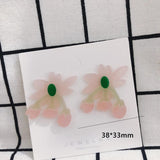 DIY Small Fresh Acrylic Stitching Flower Earrings 2pcs