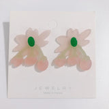 DIY Small Fresh Acrylic Stitching Flower Earrings 2pcs
