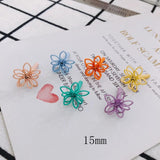 DIY Alloy Paint Hollow Double-Layer Flower Earrings Accessories