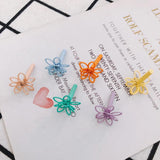 DIY Alloy Paint Hollow Double-Layer Flower Earrings Accessories