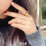 18K Gold-Covered Square Zircon Ring for Girls