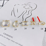 Geometric Square Alloy Earrings Drop-shaped Inlaid Pendant