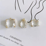 Geometric Square Alloy Earrings Drop-shaped Inlaid Pendant