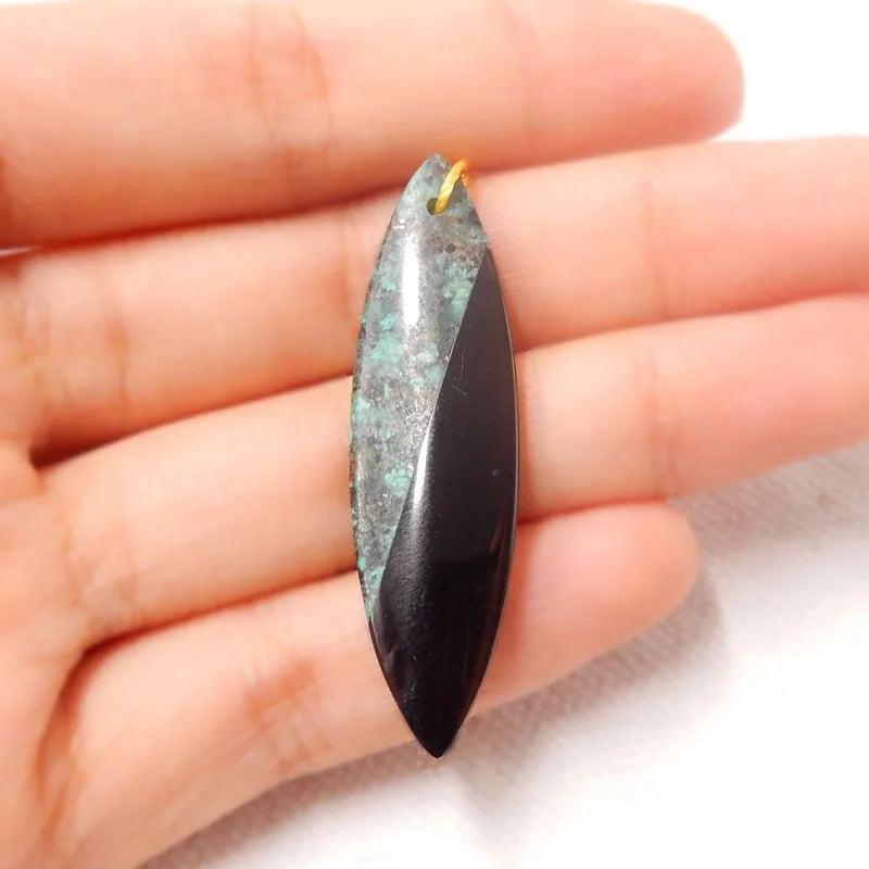 Natural Stone African Turquoise Obsidian Pendant Bead 44x12x4mm