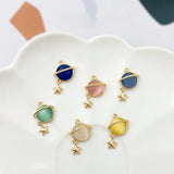 18K Gold-Clad Opal Inlaid Planet Pendant DIY Necklace Jewelry