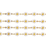 Raw Brass Chain Daisy Charm Enamel Flower Beaded Chains Necklace Bracelet DIY