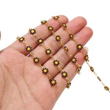 Raw Brass Chain Daisy Charm Enamel Flower Beaded Chains Necklace Bracelet DIY