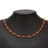 Raw Brass Chain Daisy Charm Enamel Flower Beaded Chains Necklace Bracelet DIY