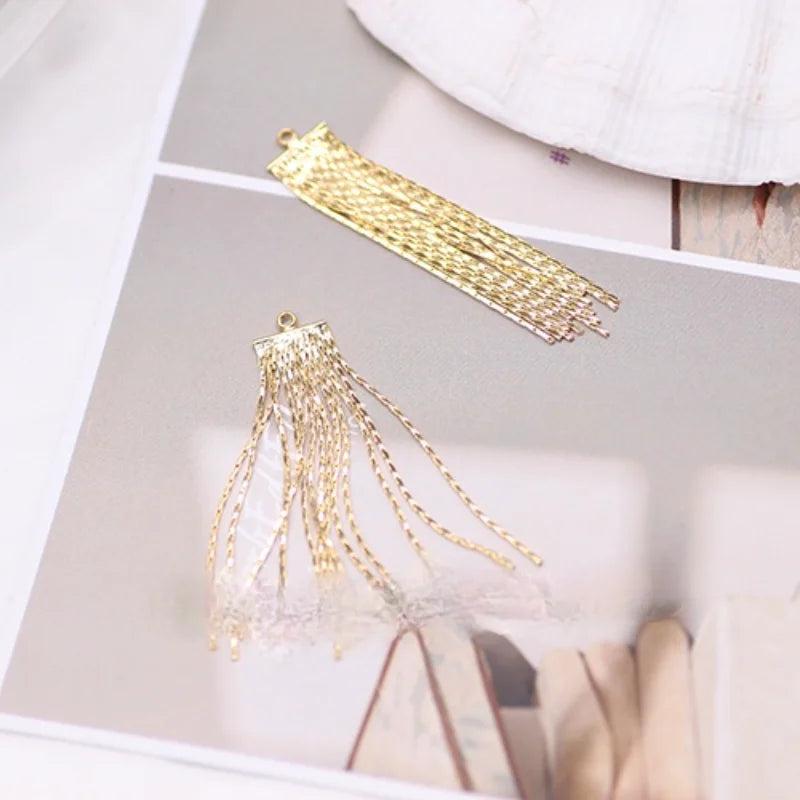 Copper Plated Fine Chain Glass Bead Tassel DIY Earring Material