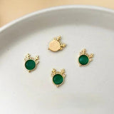 18K Real Double Rings Cat's Eye Stone Elk's Head Pendant Earrings