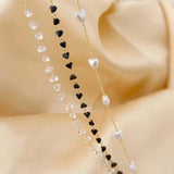 18K Real Love Pearl Glass Zircon Thin Chain DIY Necklace Bracelet
