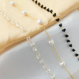 18K Real Love Pearl Glass Zircon Thin Chain DIY Necklace Bracelet