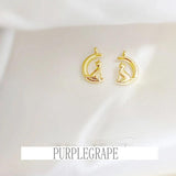18K Crescent Cat Moon Necklace Collarbone Chain DIY Earring Accessories