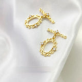 Copper Plated 18K Real Zircon Lace Oval DIY Necklace Bracelet Buckle