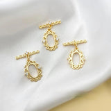 Copper Plated 18K Real Zircon Lace Oval DIY Necklace Bracelet Buckle