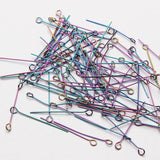 Rainbow Stainless Steel Eye Head Pins 30MM Eye Pins Findings 20pcs/lot