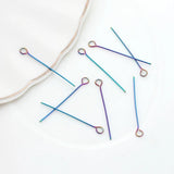 Rainbow Stainless Steel Eye Head Pins 30MM Eye Pins Findings 20pcs/lot