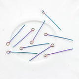 Rainbow Stainless Steel Eye Head Pins 30MM Eye Pins Findings 20pcs/lot