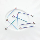 Rainbow Stainless Steel Eye Head Pins 30MM Eye Pins Findings 20pcs/lot