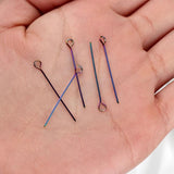 Rainbow Stainless Steel Eye Head Pins 30MM Eye Pins Findings 20pcs/lot