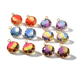 4PCS Gradient Glass Cutting Surface Pendant Charms for Jewelry Making
