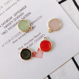4pcs Gold Stainless Steel Round Glass Earring Supplies