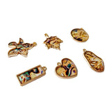 Alloy Acrylic Eardrop Metal Pendant Necklace Charms Jewelry Finding 4pcs