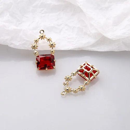 Copper Plated Zircon Crystal Garland Pendant DIY Jewelry Earring Necklace 2pcs