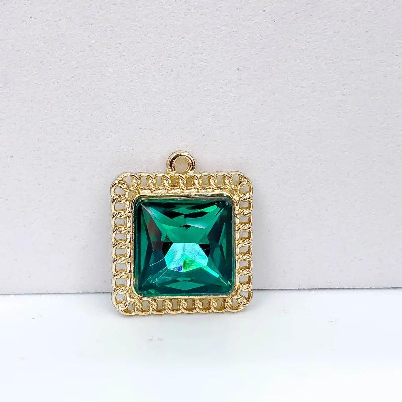 KC Square Rhinestone Eardrop Crystal Pendant Charms Necklace Earring Accessories