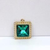 KC Square Rhinestone Eardrop Crystal Pendant Charms Necklace Earring Accessories