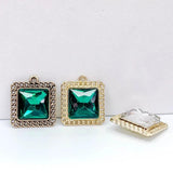 KC Square Rhinestone Eardrop Crystal Pendant Charms Necklace Earring Accessories