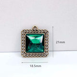 KC Square Rhinestone Eardrop Crystal Pendant Charms Necklace Earring Accessories