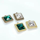 KC Square Rhinestone Eardrop Crystal Pendant Charms Necklace Earring Accessories