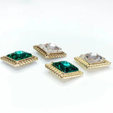KC Square Rhinestone Eardrop Crystal Pendant Charms Necklace Earring Accessories