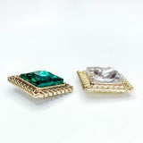 KC Square Rhinestone Eardrop Crystal Pendant Charms Necklace Earring Accessories