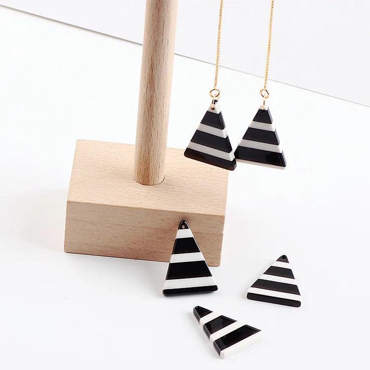DIY Earrings Material Stripe Geometric Triangle Patch Pendant