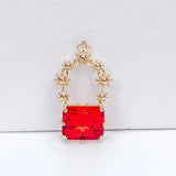 Rectangle Crystal Pendant Charms Jewelry Component 4pcs