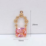 Rectangle Crystal Pendant Charms Jewelry Component 4pcs